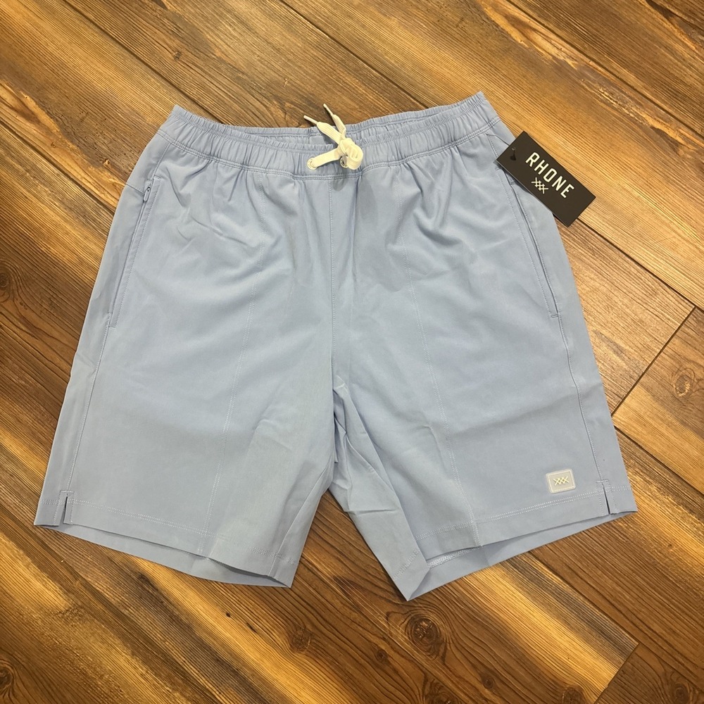 Rhone Shorts Mens Small Blue 7.5" R&R Swim Trunks Lined Quick Dry Zip Pocket